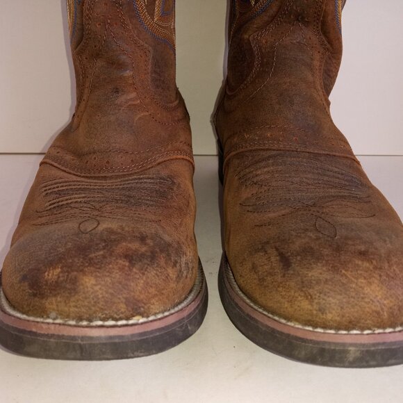 JUSTIN Men's 10.5EE "Buster Stampede" Round Toe Western Boots Brown Leather - Picture 5 of 15